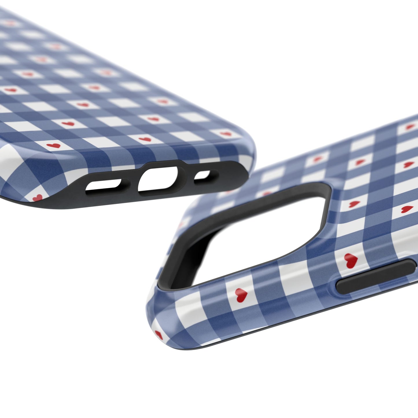 red picnic hearts gingham magsafe case